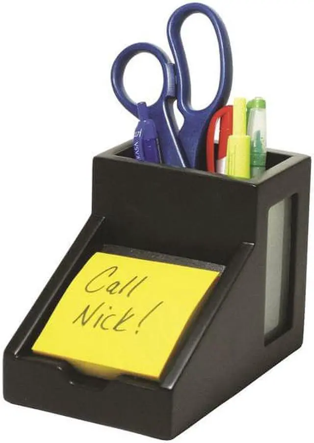 Alt view image 10 of 10 - Victor Midnight Black Collection Pencil Cup with Note Holder 4 x 6 3/10 x 4 1/2