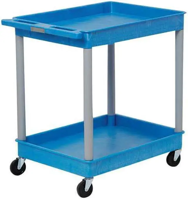Alt view image 5 of 6 - ZORO SELECT BKSTC111BU Utility Cart with Deep Lipped Plastic Shelves, 300 lb