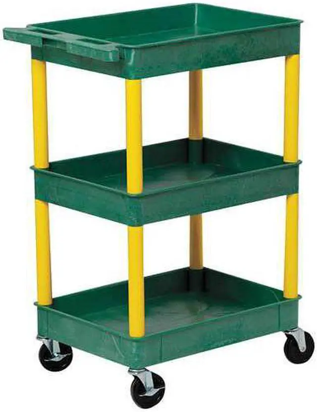 Alt view image 3 of 6 - ZORO SELECT BKSTC111BU Utility Cart with Deep Lipped Plastic Shelves, 300 lb