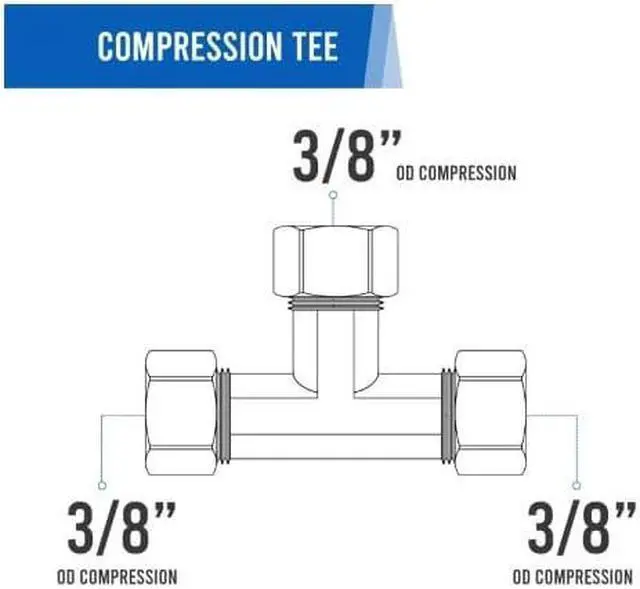 Alt view image 4 of 5 - EVERFLOW C64-38-NL 3/8" O.D. COMP Tee Pipe Fitting; Lead Free Brass