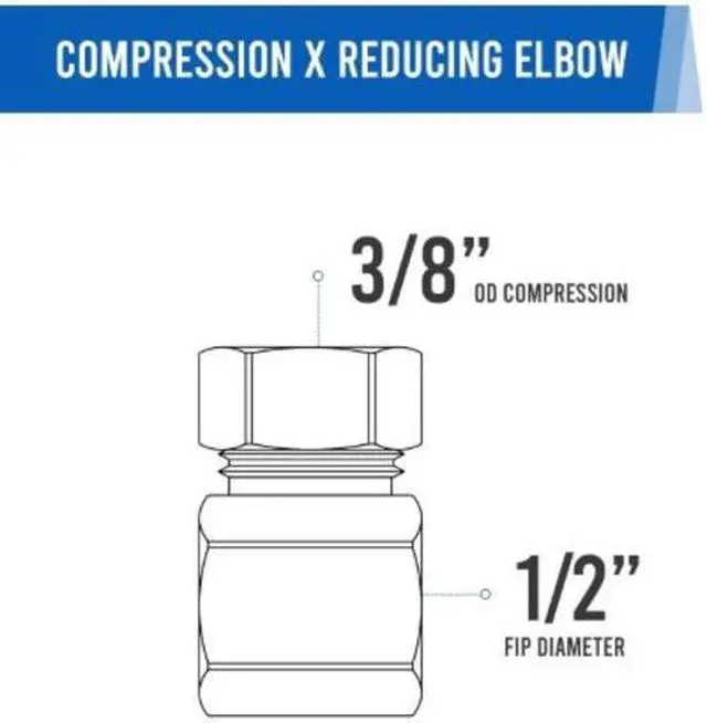 Alt view image 5 of 5 - EVERFLOW C70R-3812-NL 3/8 O.D. COMP x 1/2 FIP Reducing 90 Degree Elbow Pipe