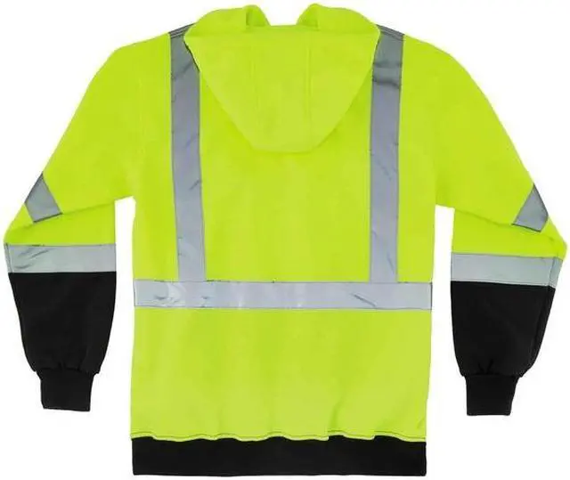 Alt view image 2 of 2 - ERGODYNE 8372 Hi-Vis Sweatshirt, Oxford Polyester, Class 3 Type R, Lime; Black,