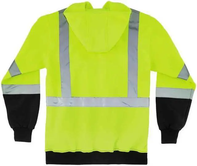 Alt view image 2 of 2 - ERGODYNE 8373 Hi-Vis Sweatshirt, Oxford Polyester, Class 3 Type R, Lime w/Black