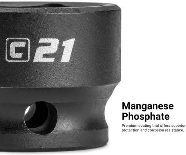 Alt view image 6 of 7 - CAPRI TOOLS CP53450 3/8 in. Drive Stubby Impact Socket Set, SAE, 5/16 to 1 in.,