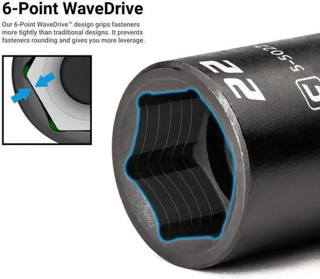 Alt view image 2 of 7 - CAPRI TOOLS CP53450 3/8 in. Drive Stubby Impact Socket Set, SAE, 5/16 to 1 in.,