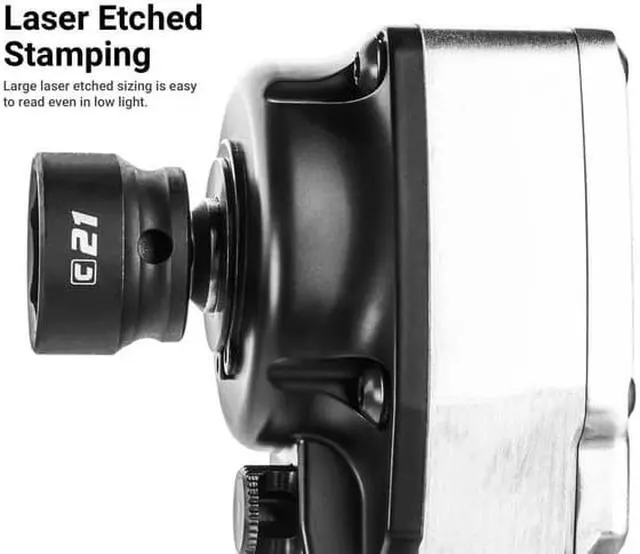 Alt view image 5 of 7 - CAPRI TOOLS CP53450 3/8 in. Drive Stubby Impact Socket Set, SAE, 5/16 to 1 in.,