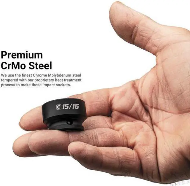 Alt view image 4 of 7 - CAPRI TOOLS CP53450 3/8 in. Drive Stubby Impact Socket Set, SAE, 5/16 to 1 in.,