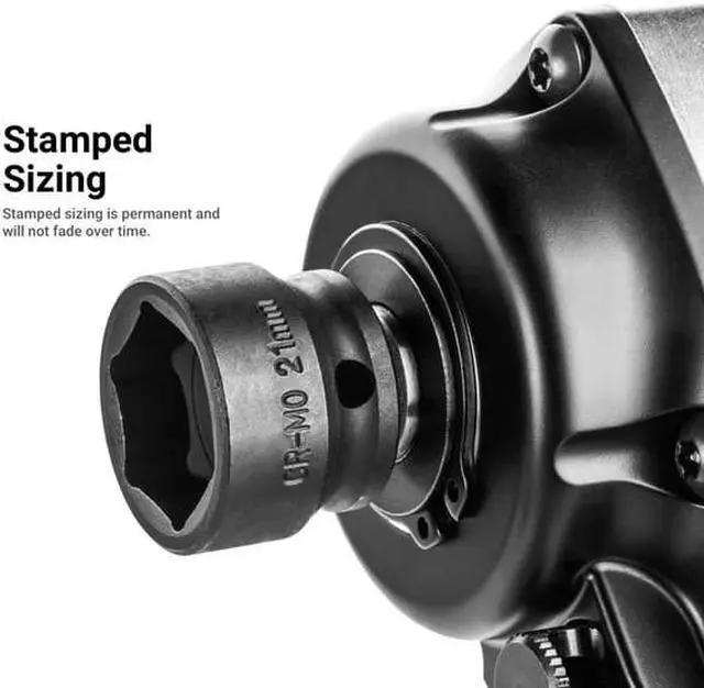 Alt view image 7 of 7 - CAPRI TOOLS CP53450 3/8 in. Drive Stubby Impact Socket Set, SAE, 5/16 to 1 in.,