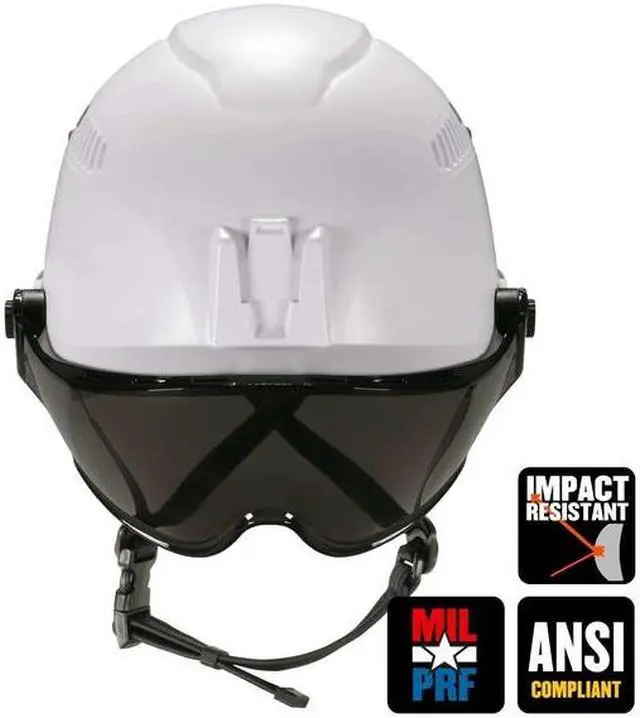 Alt view image 2 of 7 - ERGODYNE 8975V 8975V Anti-Fog Smoke Lens White Class C Safety Helmet with Visor