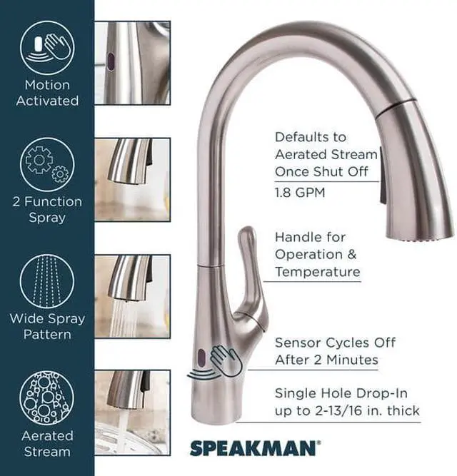 Alt view image 6 of 6 - SPEAKMAN SBS-2142 Chelsea Sensor Pull Down Kitchen Faucet - PC