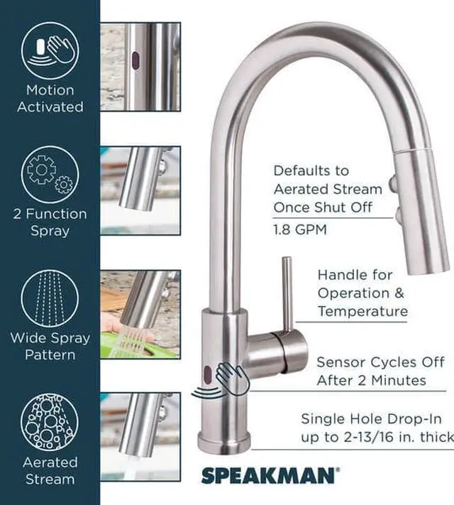 Alt view image 6 of 6 - SPEAKMAN SBS-1042 Neo Sensor Pull Down Kitchen Faucet - PC