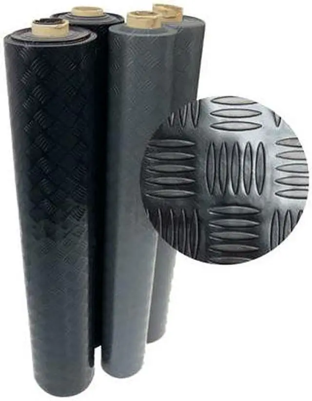 Main image of RUBBER-CAL 03-166 "Diamond-Grip" PVC Flooring - 2mm x 4ft x 12ft Rolls - Dark