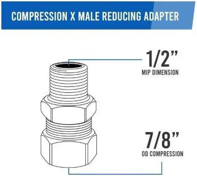 Alt view image 5 of 7 - EVERFLOW C68R-7812-NL 7/8" O.D. COMP x 1/2" MIP Reducing Adapter Pipe Fitting,