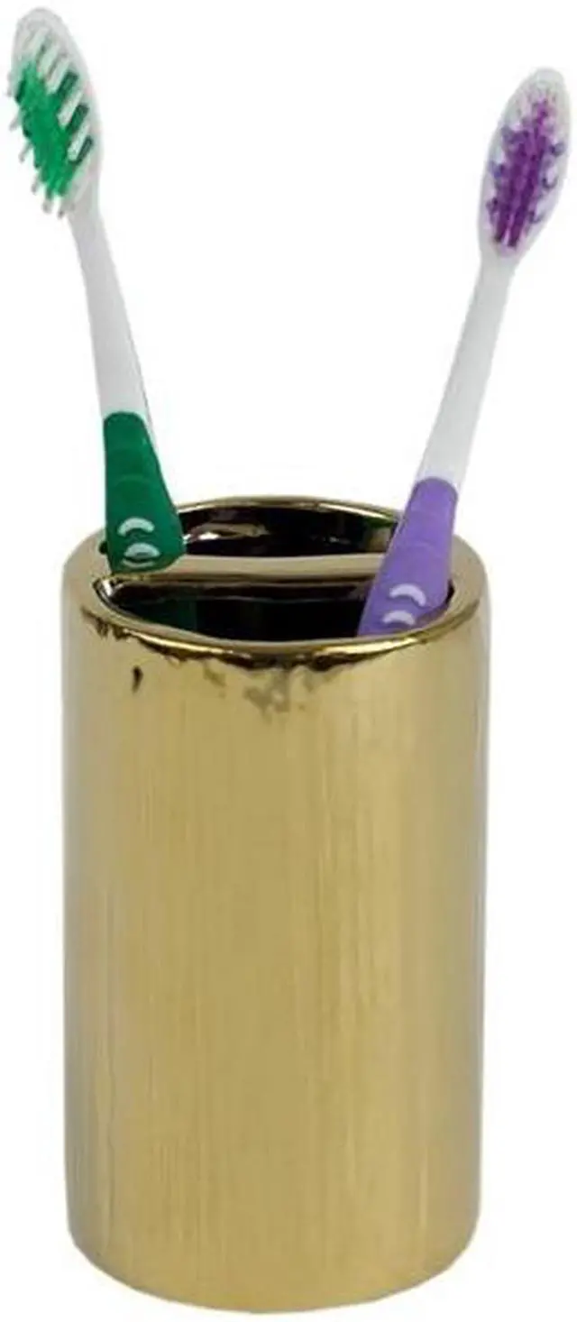 Alt view image 4 of 6 - BLUE DONUTS BD3871462 Blue Donuts 4 Piece Ceramic Bathroom Set, Gold