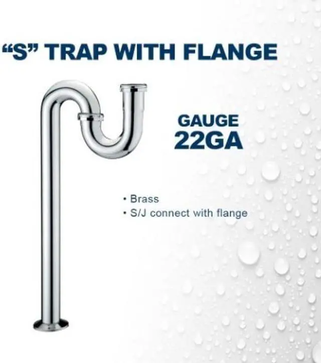 Alt view image 5 of 7 - EVERFLOW 12912 S-Trap with Flange for Tubular Drain Applications, 22GA Chrome