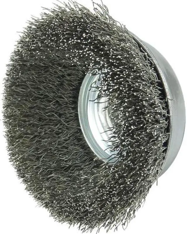 Alt view image 2 of 4 - WEILER 13182 3-1/2" Crimped Wire Cup Brush .014" Stainless Steel Fill M10x1.25
