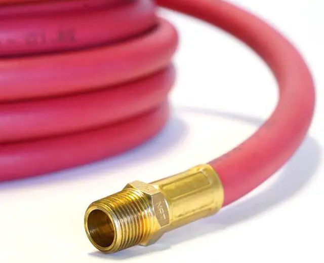 Alt view image 2 of 6 - STEELMAN 98459-IND 30-Foot Long Rubber 3/8" ID Air Hose with 3/8" NPT Brass
