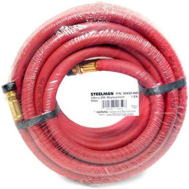Alt view image 3 of 6 - STEELMAN 98459-IND 30-Foot Long Rubber 3/8" ID Air Hose with 3/8" NPT Brass