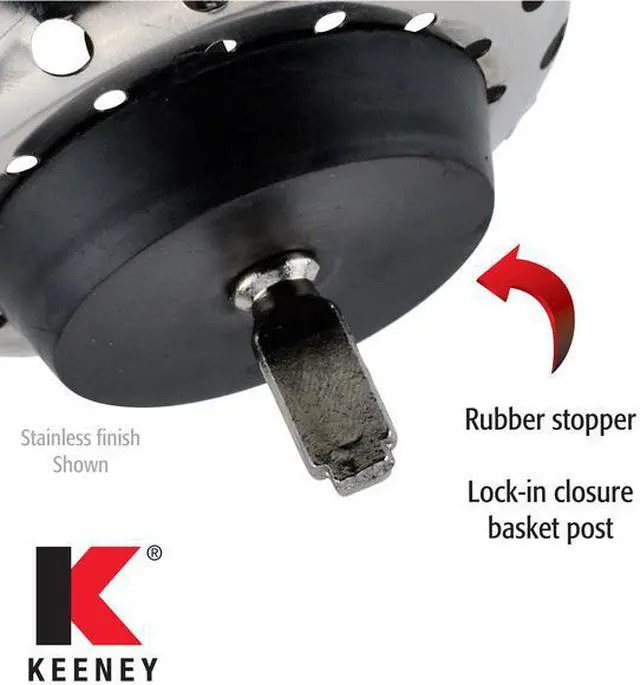 Alt view image 2 of 7 - KEENEY MFG K5435DSBN Sink Strainer with Fixed Post Basket, Brushed Nickel