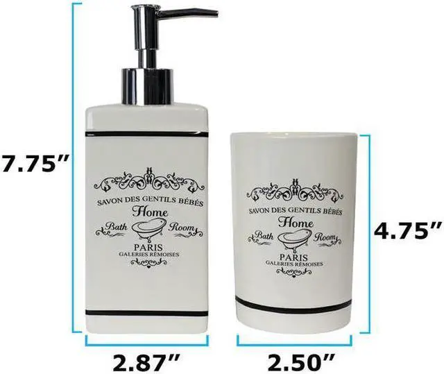Alt view image 3 of 7 - BLUE DONUTS BD3928089 4 Piece Paris Design White Bathroom Accessory Set
