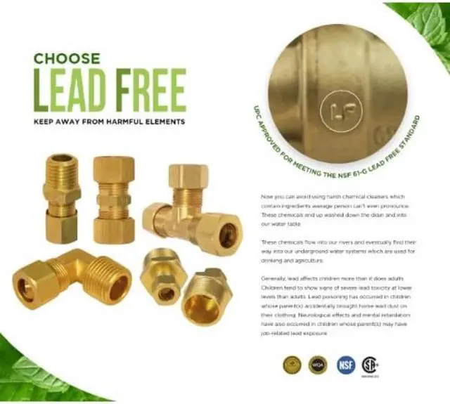Alt view image 6 of 6 - EVERFLOW C64R-383814-NL 3/8" x 3/8" x 1/4" O.D. COMP Tee Pipe Fitting; Lead