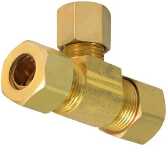 Alt view image 2 of 6 - EVERFLOW C64R-383814-NL 3/8" x 3/8" x 1/4" O.D. COMP Tee Pipe Fitting; Lead