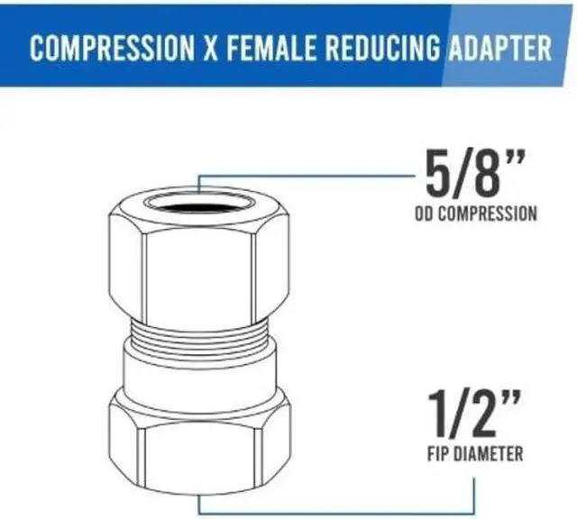 Alt view image 5 of 6 - EVERFLOW C66R-5812-NL 5/8" O.D. COMP x 1/2" FIP Reducing Adapter Pipe Fitting,