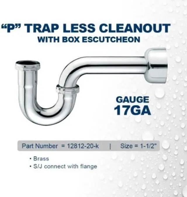 Alt view image 2 of 3 - EVERFLOW 12712-S P-Trap with Box Escutcheon for Tubular Drain Applications,