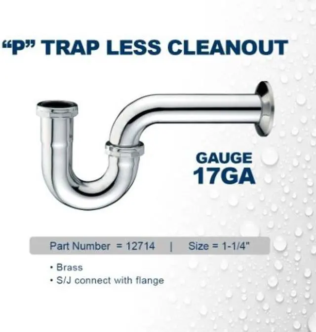 Alt view image 2 of 3 - EVERFLOW 12714 P-Trap for Tubular Drain Applications, 17GA Chrome Plated Brass