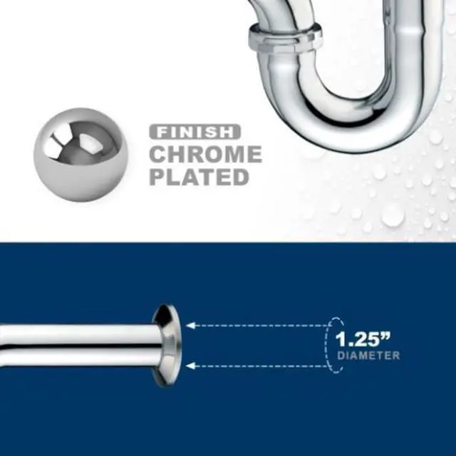 Alt view image 3 of 3 - EVERFLOW 12714 P-Trap for Tubular Drain Applications, 17GA Chrome Plated Brass
