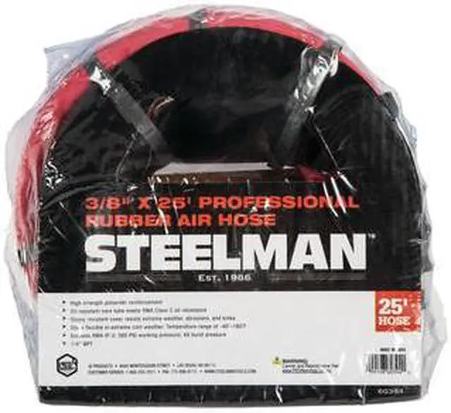 Alt view image 2 of 3 - STEELMAN 60394 25-Foot x 3/8" ID Rubber Air Hose with 1/4" NPT Brass Fittings