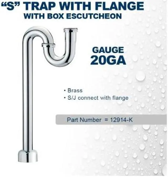 Alt view image 2 of 3 - EVERFLOW 12914-K S-Trap w/Flange, w/Box Escutcheon for Tubular Drain