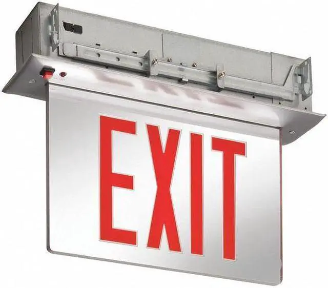Alt view image 2 of 3 - LITHONIA LIGHTING EDGR 2 GMR EL Exit Sign, Silver, 2 Face(s), LED, Recessed