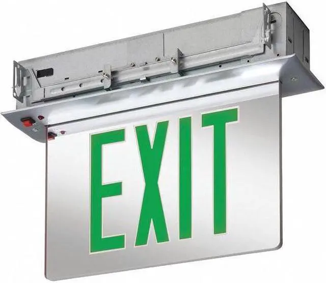 Alt view image 3 of 3 - LITHONIA LIGHTING EDGR 2 GMR EL Exit Sign, Silver, 2 Face(s), LED, Recessed