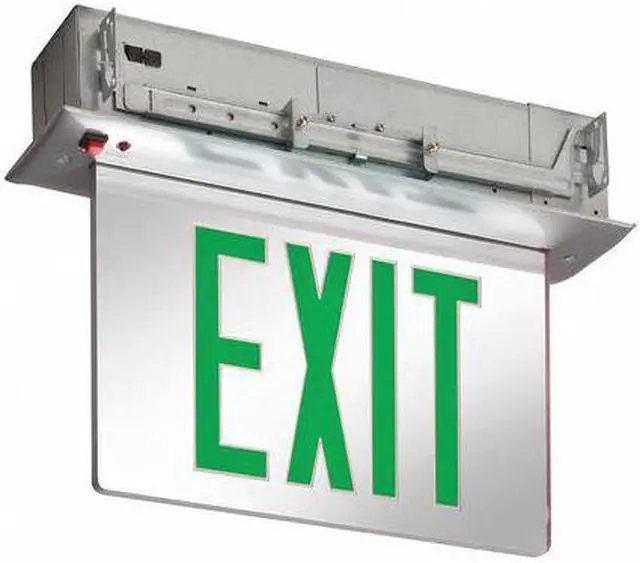 Main image of LITHONIA LIGHTING EDGR 2 GMR EL Exit Sign, Silver, 2 Face(s), LED, Recessed