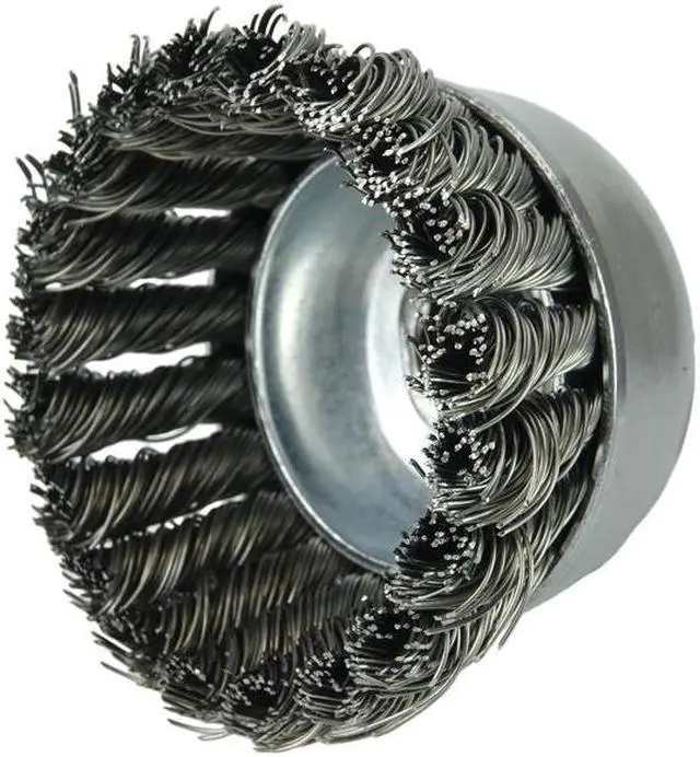 Alt view image 2 of 3 - WEILER 13015 2-3/4" Single Row Knot Wire Cup Brush .014" Steel Fill M10x1.25 Nut
