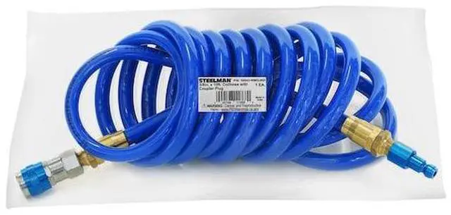 Alt view image 5 of 5 - STEELMAN 50043-WMQ-IND 15-Foot Coiled 3/8" ID Air Hose with Reusable 1/4" NPT