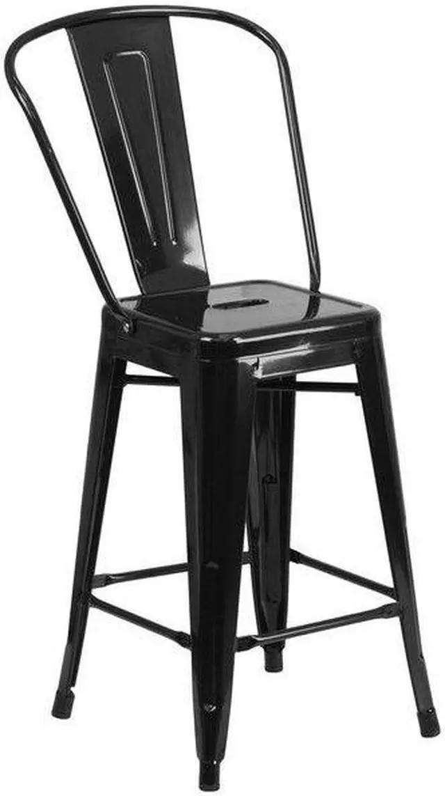Alt view image 5 of 20 - Flash Furniture Metal Indoor/Outdoor Stool, 24", Black