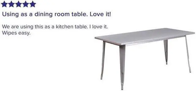 Alt view image 4 of 17 - Commercial Grade 31.5" x 63" Rectangular Silver Metal Indoor-Outdoor Table