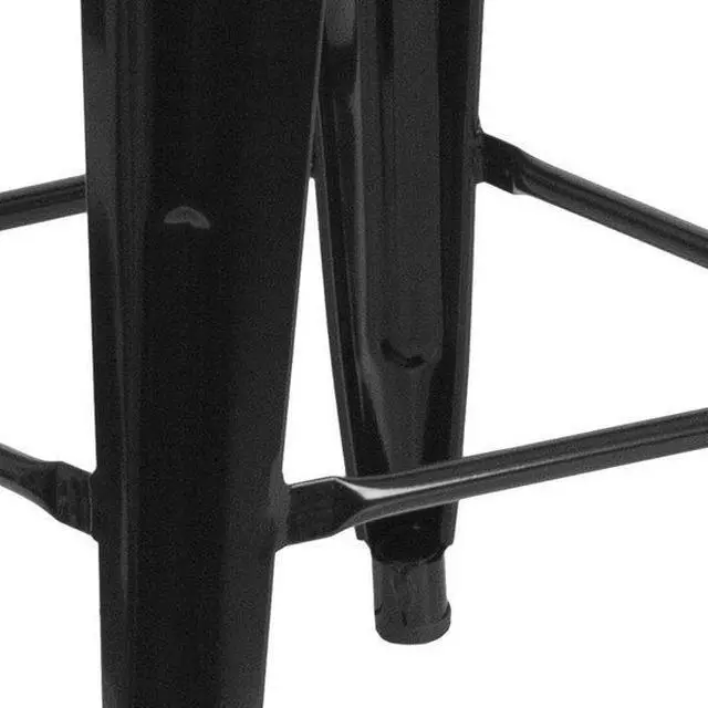 Alt view image 7 of 20 - 24'' High Backless Black Metal Indoor-Outdoor Counter Height Stool with Square Seat