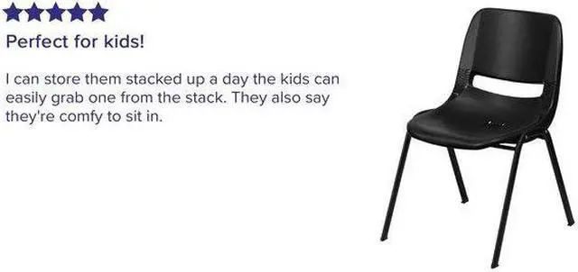 Alt view image 14 of 20 - Flash Furniture 16" Hercules Series Ergonomic Shell Stack Chair with Frame, 661 lb, Black