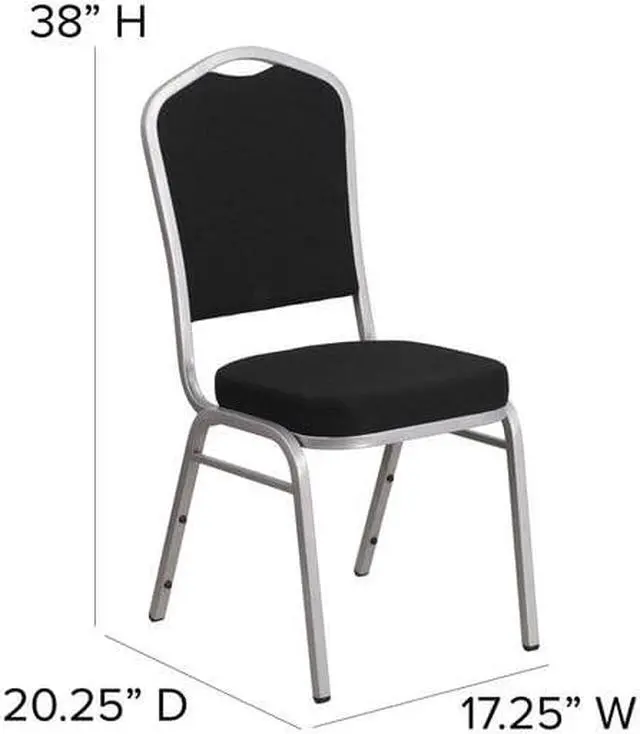 Alt view image 7 of 20 - HERCULES Series Crown Back Stacking Banquet Chair in Gray Dot Fabric - Silver Frame