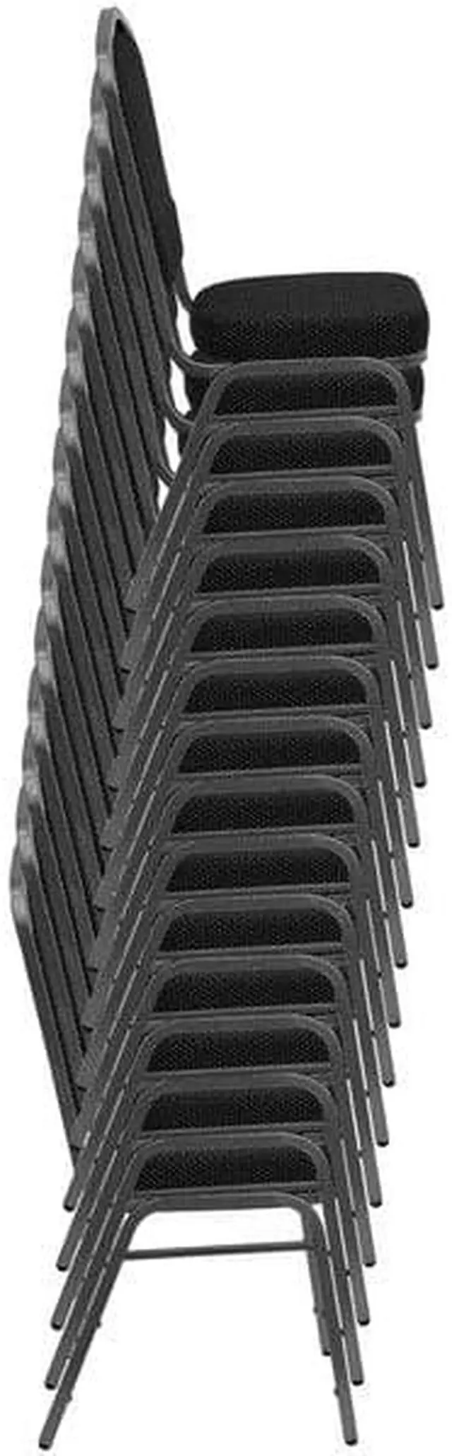 Alt view image 9 of 20 - HERCULES Series Crown Back Stacking Banquet Chair in Gray Dot Fabric - Silver Frame