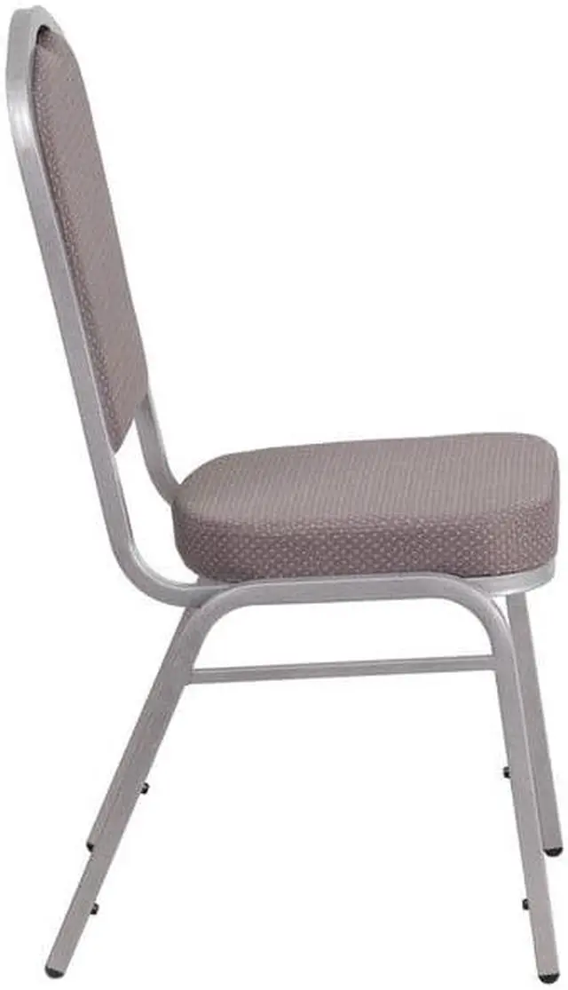 Alt view image 11 of 20 - HERCULES Series Crown Back Stacking Banquet Chair in Gray Dot Fabric - Silver Frame