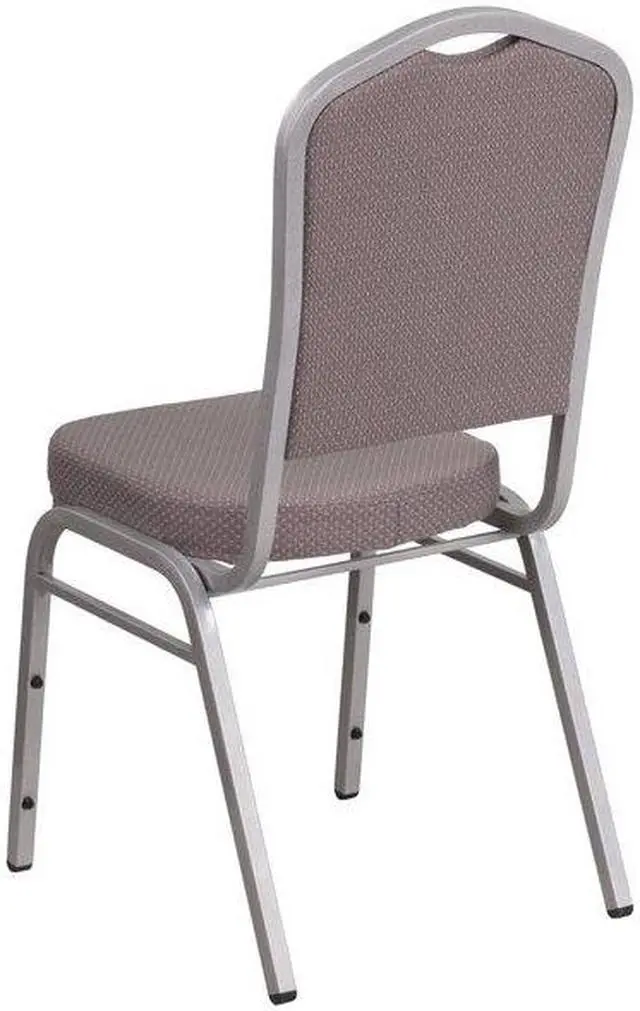 Alt view image 12 of 20 - HERCULES Series Crown Back Stacking Banquet Chair in Gray Dot Fabric - Silver Frame