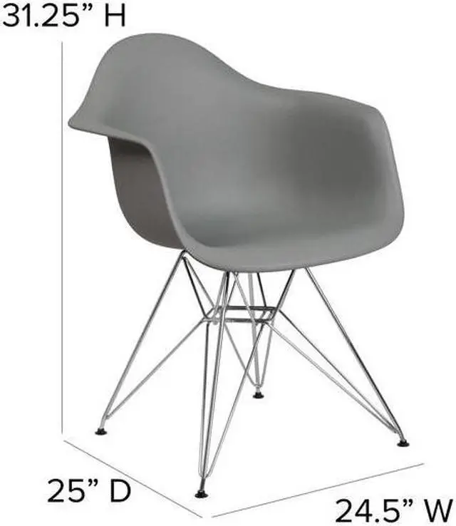 Alt view image 12 of 20 - Alonza Series Moss Gray Plastic Chair with Chrome Base