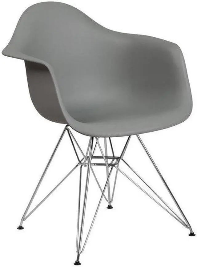 Alt view image 11 of 20 - Alonza Series Moss Gray Plastic Chair with Chrome Base