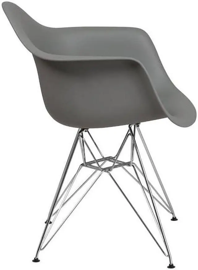 Alt view image 14 of 20 - Alonza Series Moss Gray Plastic Chair with Chrome Base