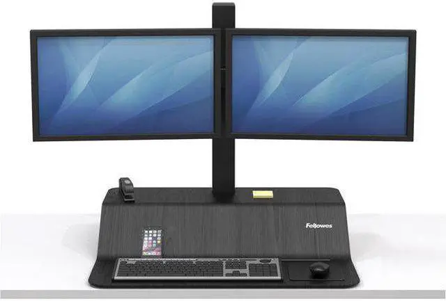 Alt view image 6 of 18 - Fellowes 8082001 Lotus VE Sit Stand Workstation - Black