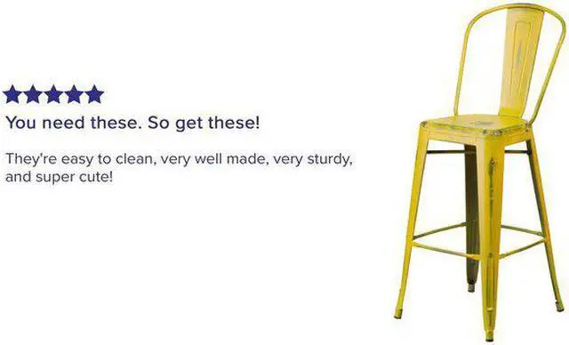 Alt view image 4 of 20 - Commercial Grade 30" High Distressed Yellow Metal Indoor-Outdoor Barstool with Back